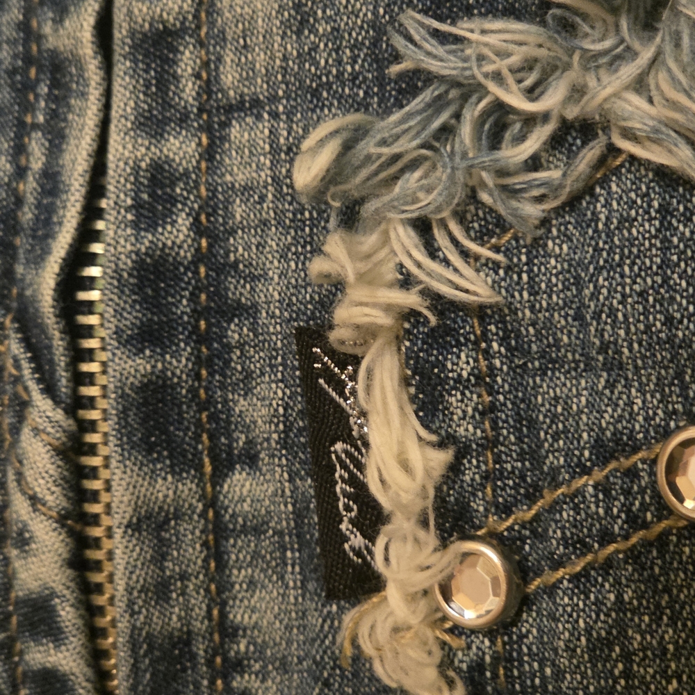 *RARE* Platinum Plush Edgy Blue Denim Patchwork Dress Sz M - Picture 12 of 16